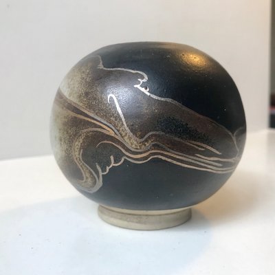 Ceramic Danish Ball Vase with Abstract Decor by Peter Sylvest, 1970s-LCR-743211