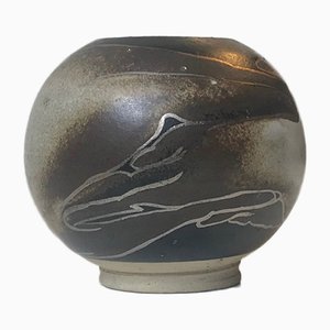 Ceramic Danish Ball Vase with Abstract Decor by Peter Sylvest, 1970s-LCR-743211