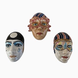 Ceramic Faces, 1950s, Set of 3-OLY-826562