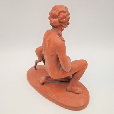 Ceramic Figure of Female Nude with Deer by R. Unger, 1941-WK-1799557