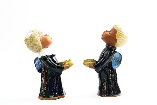 Ceramic Figurine Angel Candleholders, Vienna, 1950s, Set of 2-SPD-1758718