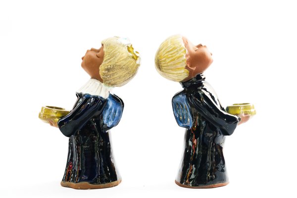 Ceramic Figurine Angel Candleholders, Vienna, 1950s, Set of 2-SPD-1758718