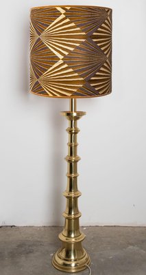 Ceramic Floor Lamp attributed to Kaiser with Silk Lampshade from Dedar, 1960s-VDW-1785957