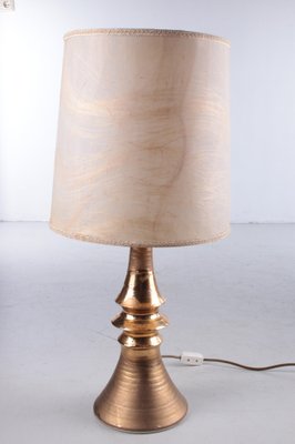 Ceramic & Gold Table Lamp with Original Shade, 1970s-EZZ-1047169