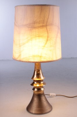 Ceramic & Gold Table Lamp with Original Shade, 1970s-EZZ-1047169