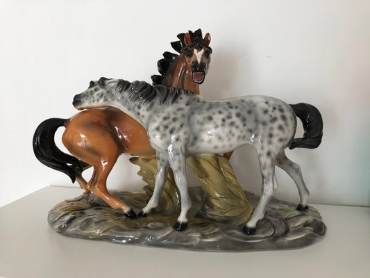 Ceramic Horses Figurine from Ronzan, 1940-OLY-1142330