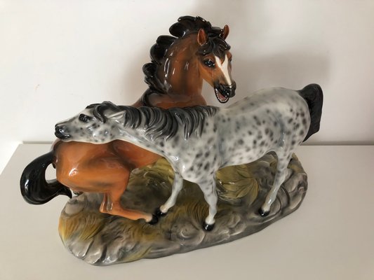 Ceramic Horses Figurine from Ronzan, 1940-OLY-1142330