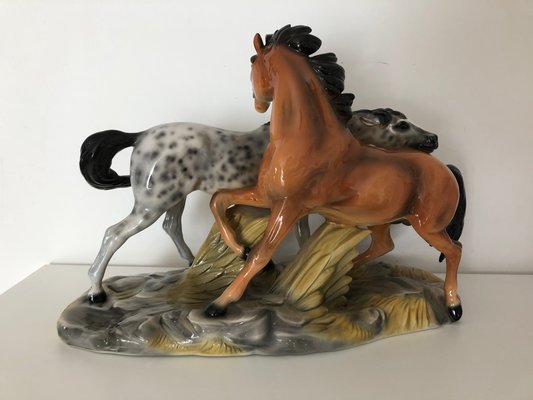 Ceramic Horses Figurine from Ronzan, 1940-OLY-1142330