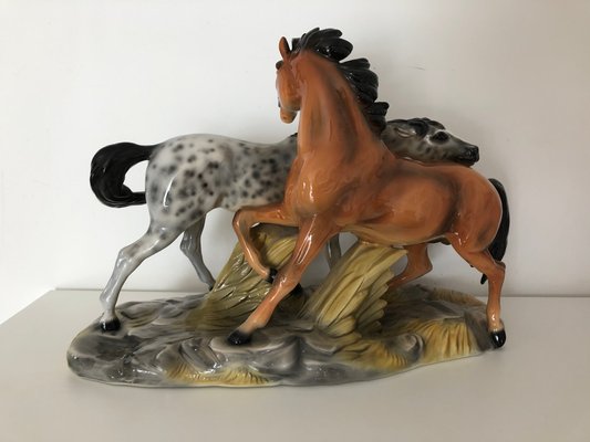 Ceramic Horses Figurine from Ronzan, 1940-OLY-1142330