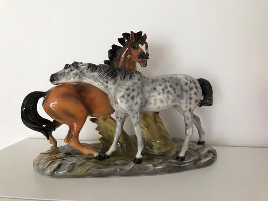 Ceramic Horses Figurine from Ronzan, 1940-OLY-1142330