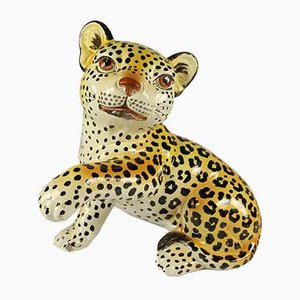 Ceramic Leopard / Cheetah Baby Hand Painted Figurine, Italy, 1960s-FUP-878845