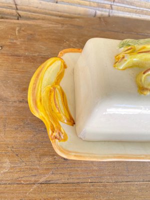 Ceramic Majolica Style Butter Dish, Portugal, 1970s-UR-1342404