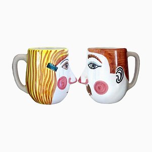 Ceramic Man & Woman Mugs, 1960s, Set of 2-GT-1254125