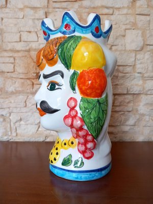 Ceramic Moorish Head Vases, 1990s, Set of 2-WMZ-1767960