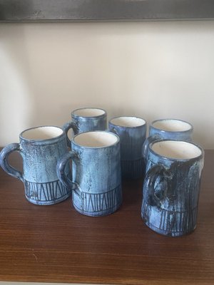 Ceramic Mugs by Jacques Pouchain for Dieulefit Workshop, 1950s, Set of 6-SSK-1288866