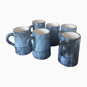 Ceramic Mugs by Jacques Pouchain for Dieulefit Workshop, 1950s, Set of 6-SSK-1288866