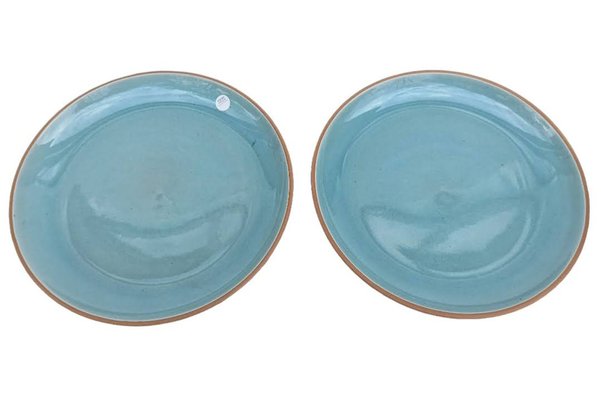 Ceramic Plates with Hand-Made Glazing, Set of 8-FSD-1297367