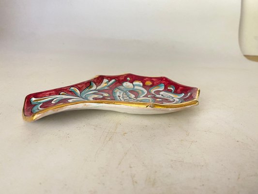 Ceramic Red Ashtray or Vide Poche in a Shell Form, Italy, 1960-UR-1721156