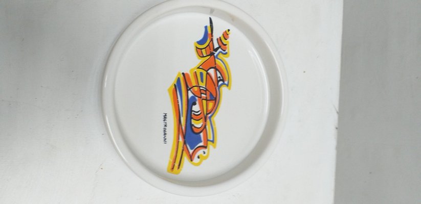 Ceramic Saucer with Umberto Mastroianni Painting, 1970s-FDH-1741785