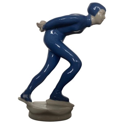 Ceramic Sculpture Athlete Ice Skater by J.Hejdova Holeckova, 1950s-TZ-891695