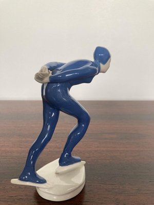 Ceramic Sculpture Athlete Ice Skater by J.Hejdova Holeckova, 1950s-TZ-891695