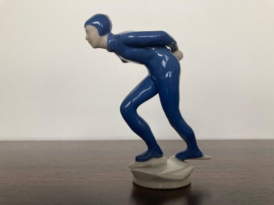 Ceramic Sculpture Athlete Ice Skater by J.Hejdova Holeckova, 1950s-TZ-891695