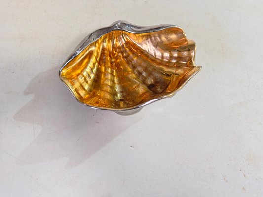 Ceramic Shell-Shaped Vide Poche in Silver and Gold Colors, 20th Century-UR-1806489