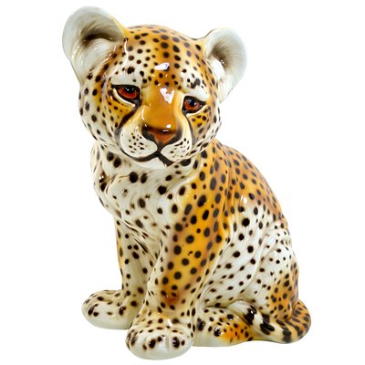 Ceramic Statuette of a Baby Panther in the Style of Ronzan, 1970s-RY-659623