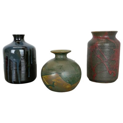 Ceramic Studio Pottery Vases by Elmar & Elke Kubicek, Germany, 1970s, Set of 3-QZ-1109908