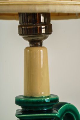 Ceramic Table Lamp with Fabric Shade, 1920s-SPD-1007425