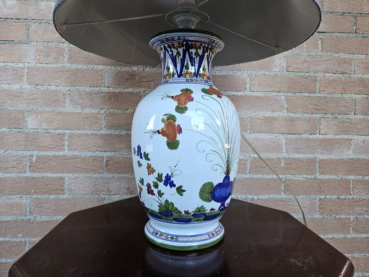 Ceramic Table Lamp with Floral Decorations, 1950s-ZUW-1799321