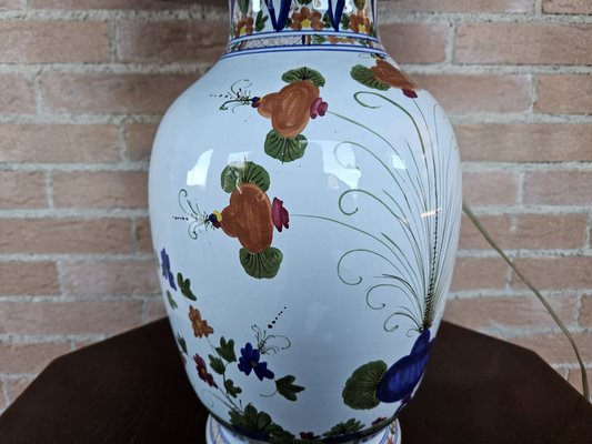 Ceramic Table Lamp with Floral Decorations, 1950s-ZUW-1799321