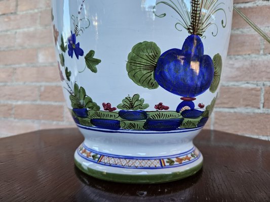 Ceramic Table Lamp with Floral Decorations, 1950s-ZUW-1799321