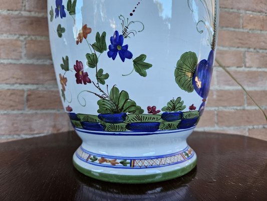 Ceramic Table Lamp with Floral Decorations, 1950s-ZUW-1799321