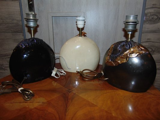 Ceramic Table Lamps by Georges Deliège, 1980s, Set of 3-CAQ-569246