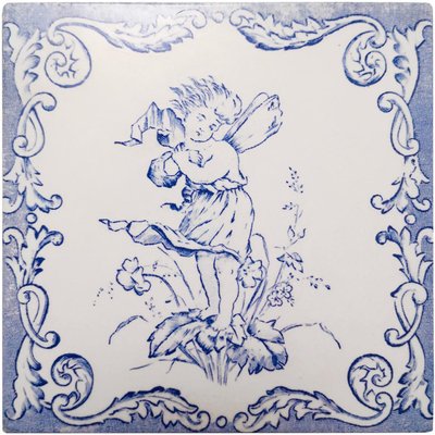 Ceramic Tiles with Angels, 1930s, Set of 4-VDW-968277