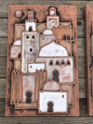 Ceramic 'Town on the Adriatic' Tiles by Dietmar Liedke for Karlsruher Majolika, Set of 2-EXJ-963140