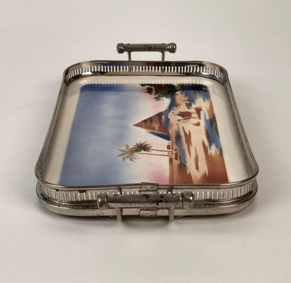 Ceramic Tray with Metal Montage and Egyptian Motiv, 1920s-BAF-763471