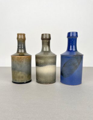 Ceramic Vase Bottles by Nanni Valentini for Laboratory Pesaro, Italy, 1960s, Set of 3-LYQ-1171337