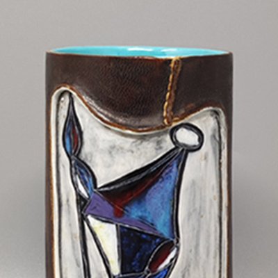 Ceramic Vase Encased in Leather by Marcello Fantoni, Italy, 1950s-QGR-2043342