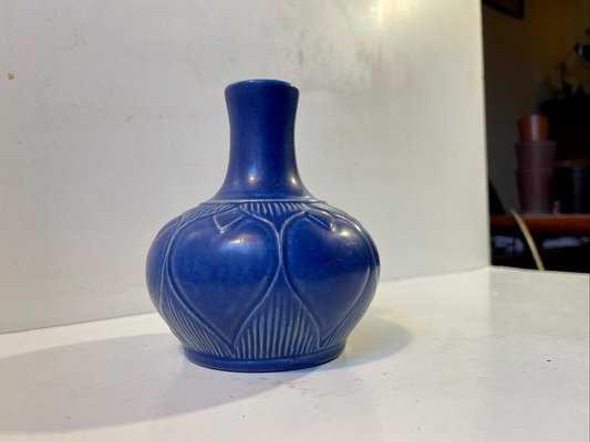 Ceramic Vase with Blue Glaze by Eva Sjögren for L. Hjorth, 1950s-LCR-1162454