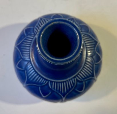 Ceramic Vase with Blue Glaze by Eva Sjögren for L. Hjorth, 1950s-LCR-1162454