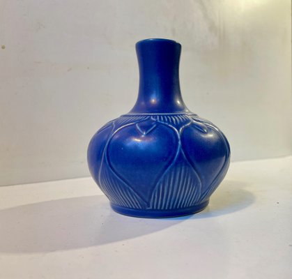 Ceramic Vase with Blue Glaze by Eva Sjögren for L. Hjorth, 1950s-LCR-1162454