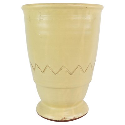 Ceramic Vase with Light Glaze and Simple Pattern, 1960s-UY-1000662