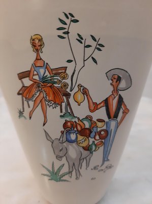 Ceramic Vase with Mediterranean Scene by Hans Welling for Ruscha, 1950s-HPX-787212