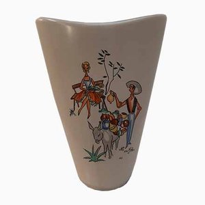 Ceramic Vase with Mediterranean Scene by Hans Welling for Ruscha, 1950s-HPX-787212