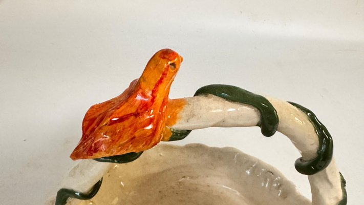 Ceramic Vide Poche with Handle with a Sculpted Bird, France, 1960s-UR-2035096