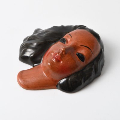 Ceramic Wall Mask by Adolf Prischl for Goldscheider, 1940s-IXK-1786491