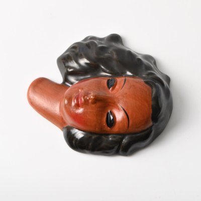 Ceramic Wall Mask by Adolf Prischl for Goldscheider, 1940s-IXK-1786491