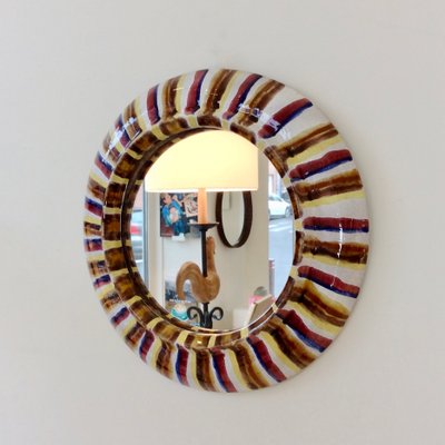 Ceramic Wall Mirror, France, 1960s-EW-1196016